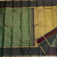 Parrot Green and Deep Purple Handwoven Pure Silk Kanjipuram Rettapet Saree with Veldhari Vazhaipoo Stripes