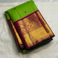 Pachai Green pure silk saree with spaced antique-gold motifs and multicolour silk-thread buttas.