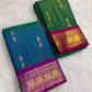 Peacock and floral zari border, emerald-green Vairaoosi KanchiPattu saree