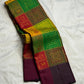Multicolor Handwoven Pure Silk Kanjivaram Butta Saree with Bomkai Fusion Checks