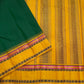 Golden yellow Korvai border with Pillayar Reku silk thread detailing on green Kanchipuram saree — Idam Living