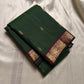 Folded Pure Kanchipuram Silk Saree in deep green zari kattam checks with small gold motifs and maroon zari woven border