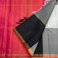 Grey and Black Shot Handwoven Pure Silk Kanchipuram Saree with Orange Paalum Pazhamum Pallu
