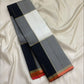 Grey and Black Shot Handwoven Pure Silk Kanchipuram Saree with Orange Paalum Pazhamum Pallu