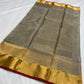 Handwoven stone grey Chanderi silk