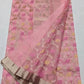 Pink Chanderi saree with flowing metallic vine pattern