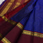 Jewel Blue and Deep Vermillion Handwoven Pure Silk Kanjivaram Saree with Rettapet Border and Zari Kattam