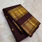 Espresso Brown and Antique Gold Handwoven Pure Silk Kanjivaram Saree with Rettapet Border and Mayil Chakram Butta
