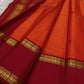 Vermillion Orange and Red Handwoven Pure Silk Kanjeevaram Saree with Korvai Rettapet Border and Zari Kattam