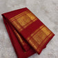 Kumkum Red and Antique Gold Handwoven Pure Silk Kanchipattu Saree with Rettapet Border and Mayil Chakram Butta