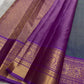 Pastel Mint Green and Royal Orchid Purple Handwoven Pure Silk Kanchipuram Saree with Vairaoosi Korvai Border and Mayil Chakram Butta