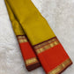 Mango Mustard and Sindhu Orange Handwoven Pure Silk Kanjivaram Saree with Zari Kattam Border
