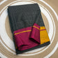 Handloom Patteda Anchu cotton saree full drape front view — Idam Living
