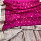 Handloom rani-pink Pattu Silk Chanderi saree