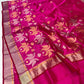 Pure Silk Chanderi with warm and pale metallic peacocks