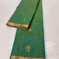 Sea Green handloom Chanderi Katan Silk saree draped, showing the fabric's natural translucence