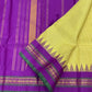 Chartreuse Checked Kanchipuram Silk Saree with Purple Border