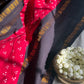 Authentic Madurai Sungudi handloom cotton saree with traditional wax-resist pattern — full view