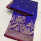 Handloom violet-blue Chanderi saree