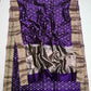 Imperial-purple Chanderi silk with antique-silver border