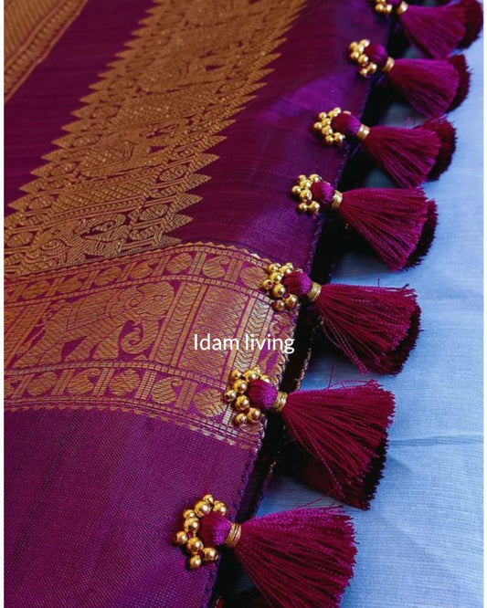 Custom Handmade Saree Tassels – Personalized Designs for Kanchipurams ,  chanderis and banarasi Silk Sarees