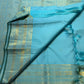 Handwoven aqua blue Kanchipuram silk saree detail, Silk Mark certified