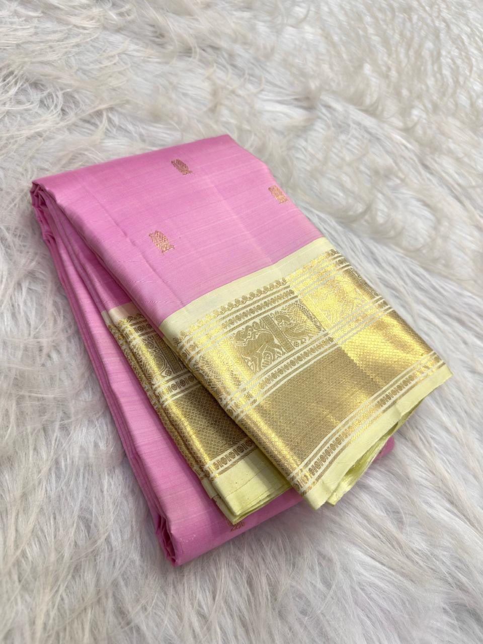 Handwoven Kanchipuram Korvai silk saree