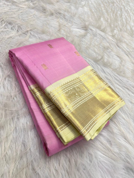 Handwoven Kanchipuram Korvai silk saree