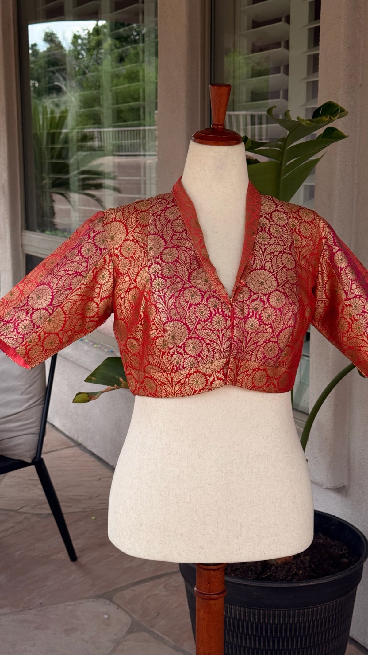Handwoven Banarasi ombré silk blouse, Idam Living