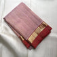 Blush Pink Handwoven Pure Silk Kanjeevaram Saree with Plain Body and Deep pink  Zari Border