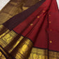 Burnt Copper Handwoven Pure Silk Kanchipuram Saree with Deep Aubergine Korvai Zari Border