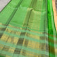 Champagne Peach Handwoven Pure Silk KanchiPattu Saree with Varisaipet Weave and Mint Green Zari Border