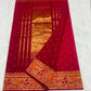 Handwoven Chanderi saree showing pink body and metallic pallu