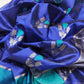 Handwoven Chanderi saree in royal blue and turquoise