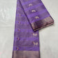 Blouse piece border of a lavender Chanderi silk saree in shimmering silver-lilac