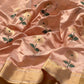 Floral butta Chanderi saree in blush peach with running blouse
