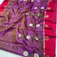 Handwoven Orchid Purple Chanderi saree with Raspberry Pink border and luminous silver pallu