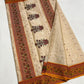 Warm Ivory Handwoven Chanderi Saree in Katan Silk with Maroon Floral Border