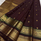 Deep Plum Kancheepuram silk saree folded, showing border and pallu