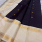 Deep Chestnut Plum pure silk Kanjipuram saree, Rettapet weave with Ivory border — border detail