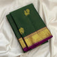 Forest green handwoven Pure Silk Kanjivaram Vairaoosi saree with gold zari border