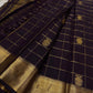 Deep Coffee Brown Kanchipuram silk saree with handwoven Gandaberunda zari motifs, full drape view showing the grand pallu.