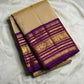 Gold and Purple Handwoven Pure Silk Kanchipuram Saree with Varisaipet Peacock Border