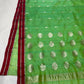 Handwoven green Chanderi saree with botanical motifs