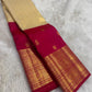 Handwoven soft ivory KanchiPattu saree, full drape