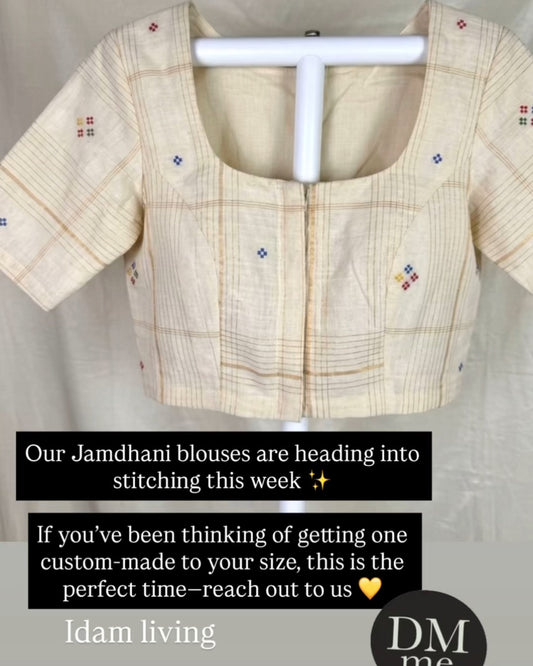 Custom Jamdhani Blouse | Handwoven Fabric  Saree Blouse | Made to Measure
