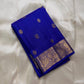 Neelam Blue pure silk Kanchipuram Butta saree, view 5