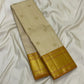 Warm Ivory Handwoven Pure Silk Kanchipuram Saree with Bavanji Border and Mayil Chakram, silk body close-up