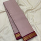 Red and Ivory Handwoven Pure Silk Kanchipuram Saree with Mini Kattam and Arakku Border, silk body close-up