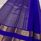 Handwoven pure silk Kancheepuram saree in royal blue with Zari Kattam body Mayil Chakram butta and ornate antique gold zari border Silk Mark certified